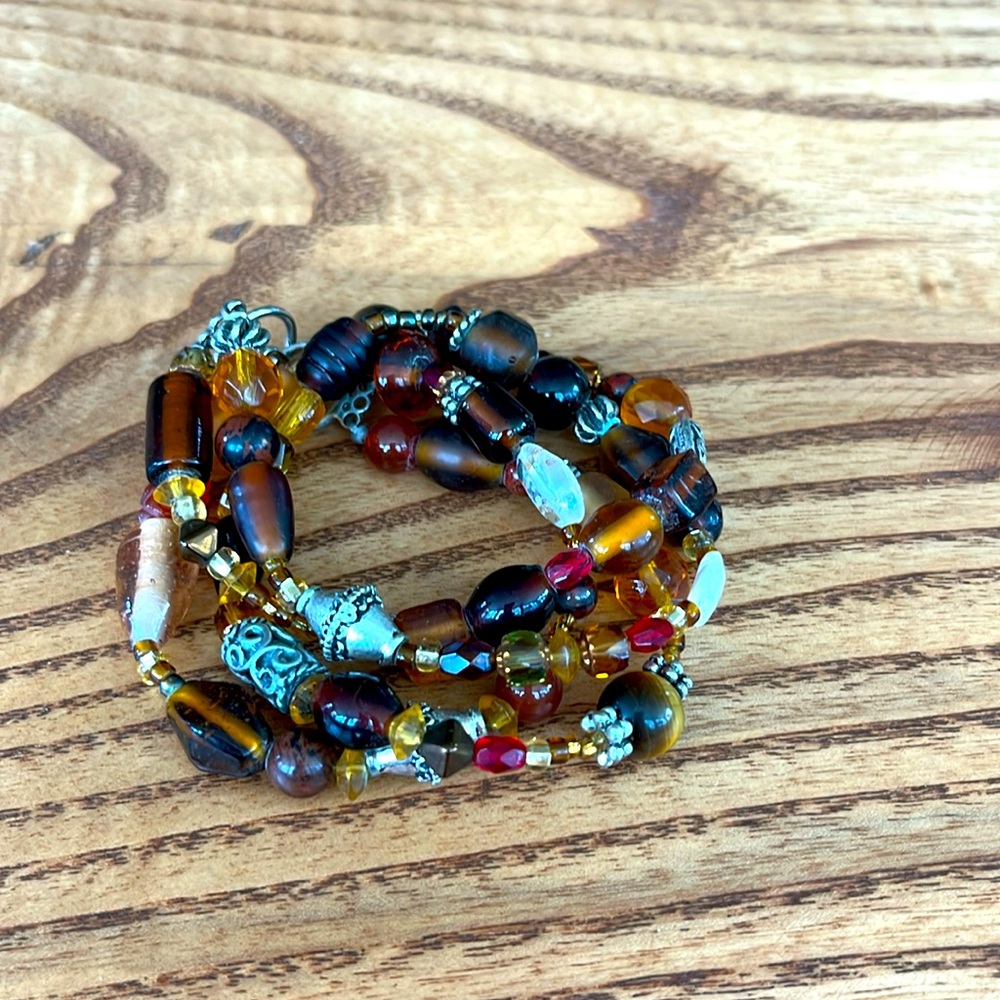 Glass bead bracelet double wrap 14 inches long